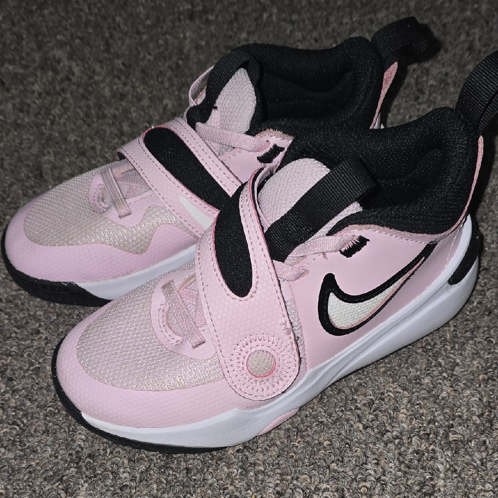 Nike Pink and Black Strap Sneakers with Breathable Mesh